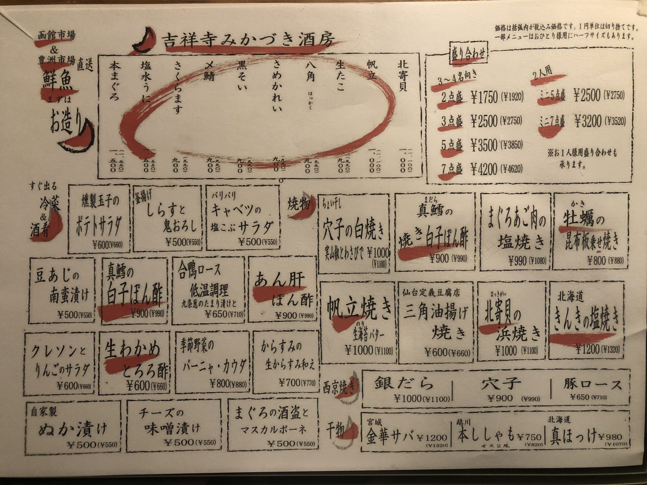 みかづき酒房_料理メニュー1